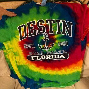 Destin beach tie dye Tshirt shirt adult Medium tiedye shirt Florida NEW